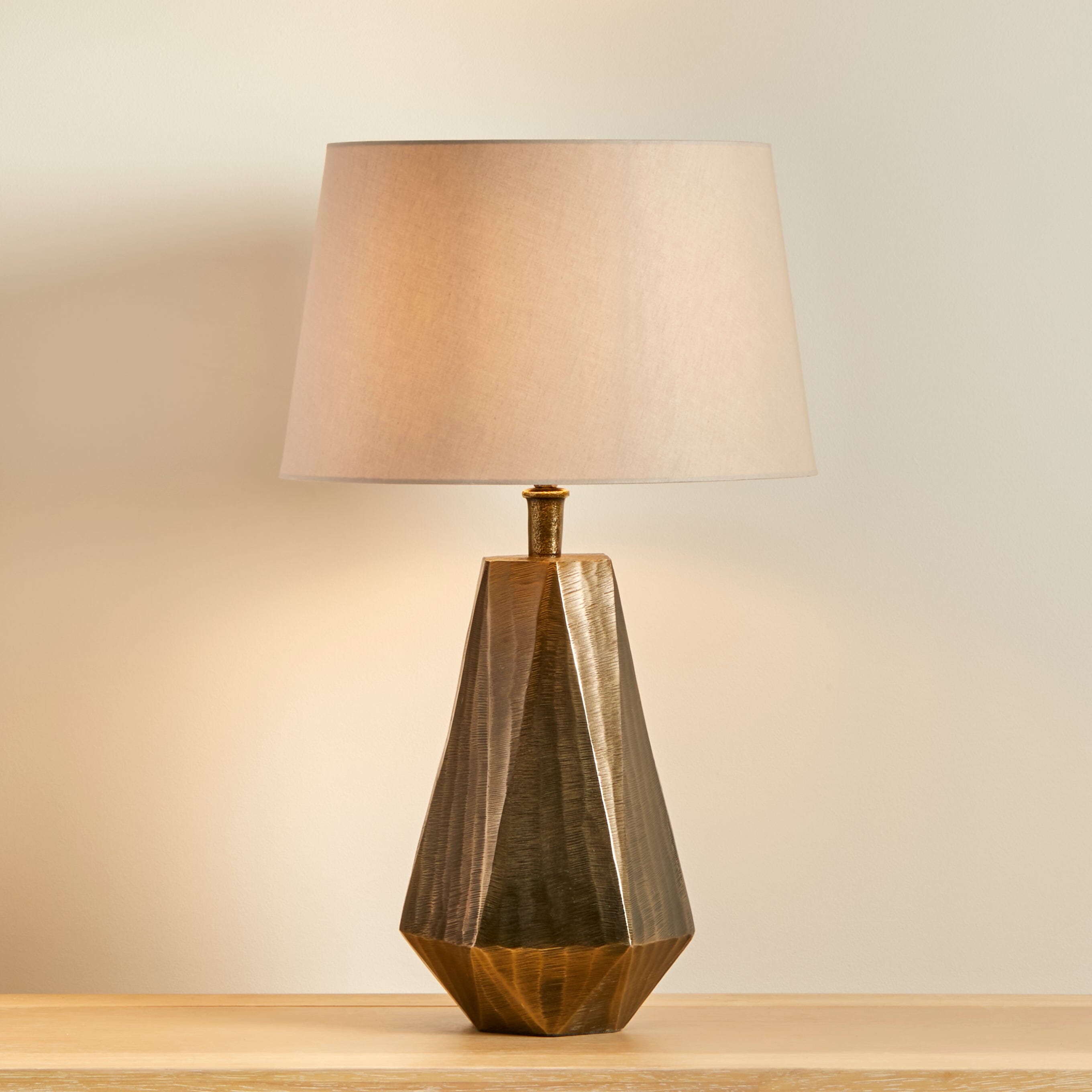 Elcombe Bronze Lamp with Coningsby Taupe Shade - 35cm
