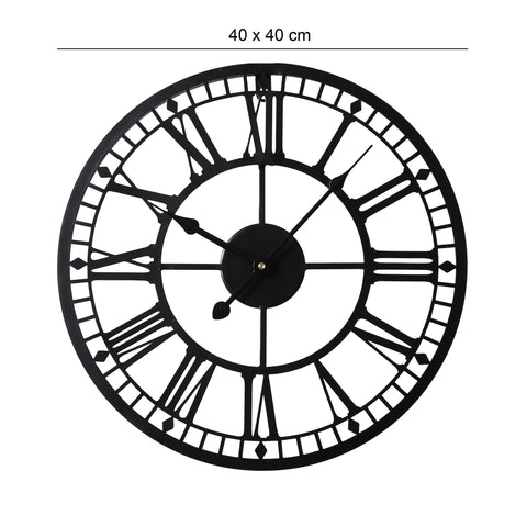 Dimension photo of the 40x40 black skeleton clock - Laura James Home