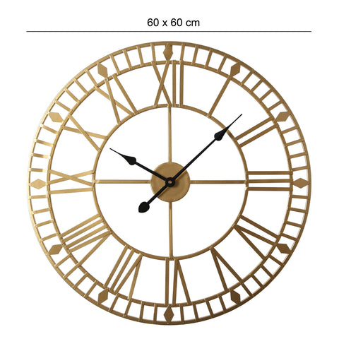 Dimension photo for the 60x60 skeleton clock in gold - Laura James Home