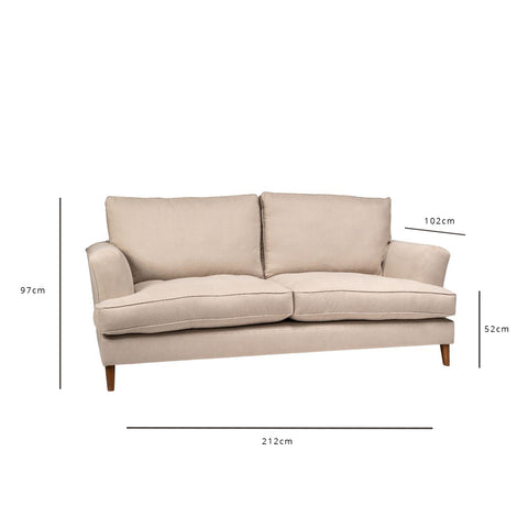 Frankie large sofa - 4 seater - Natural Clay - Laura James