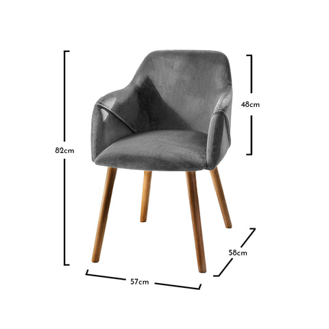 Freya armchairs - set of 2 - grey and dark wood