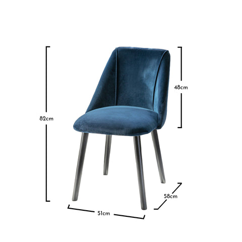 Freya dining chairs - set of 2 - blue and black