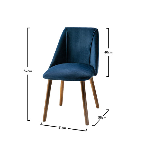 Freya dining chairs - set of 2 - blue and dark wood