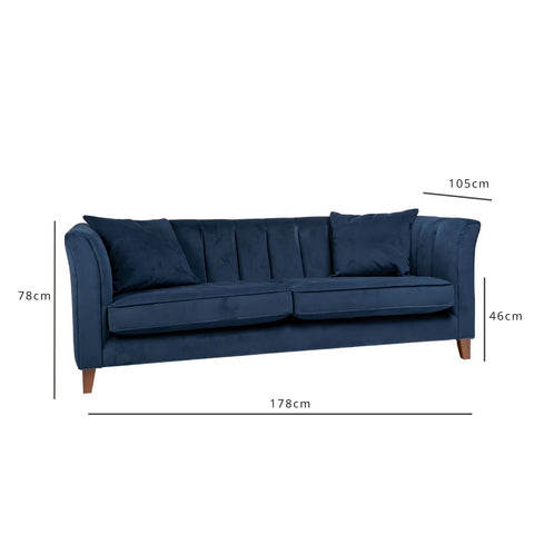 Georgia medium sofa - 3 seater - Navy - Laura James