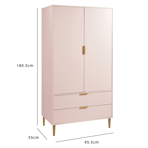 Gloria 2 door wardrobe - pale pink
