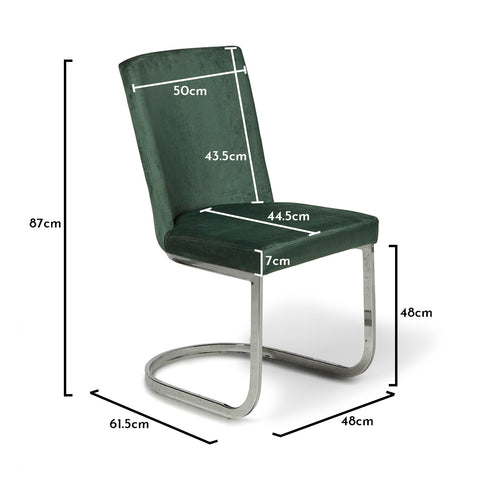 Lola Green Dining Chair with Chrome Legs