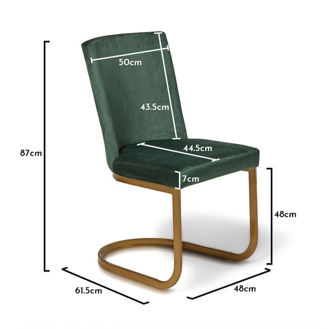 Lola Green Dining Chair with Gold Legs