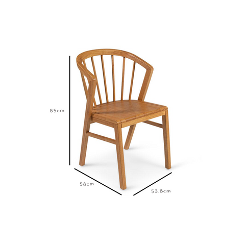 Wooden Spindle Dining Chairs Set 2 - Oak - Laura James