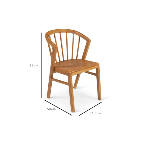 Wooden Spindle Dining Chairs Set 2 - Oak