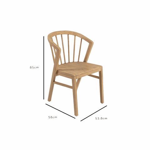 Light Oak Spindle Dining Chair - Laura James
