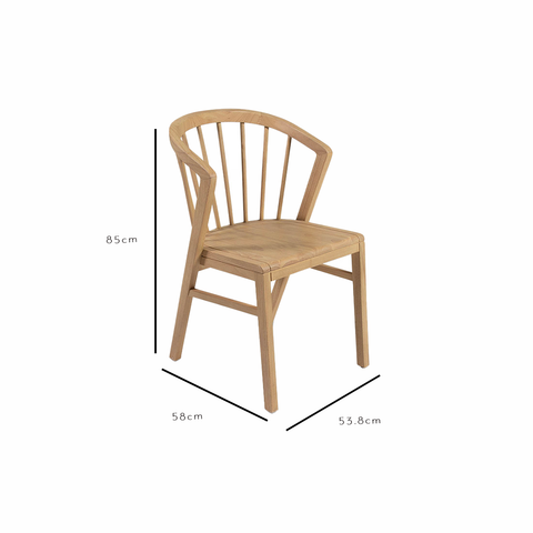 Wooden Spindle Dining Chairs Set of 2 - Pale Oak - Laura James