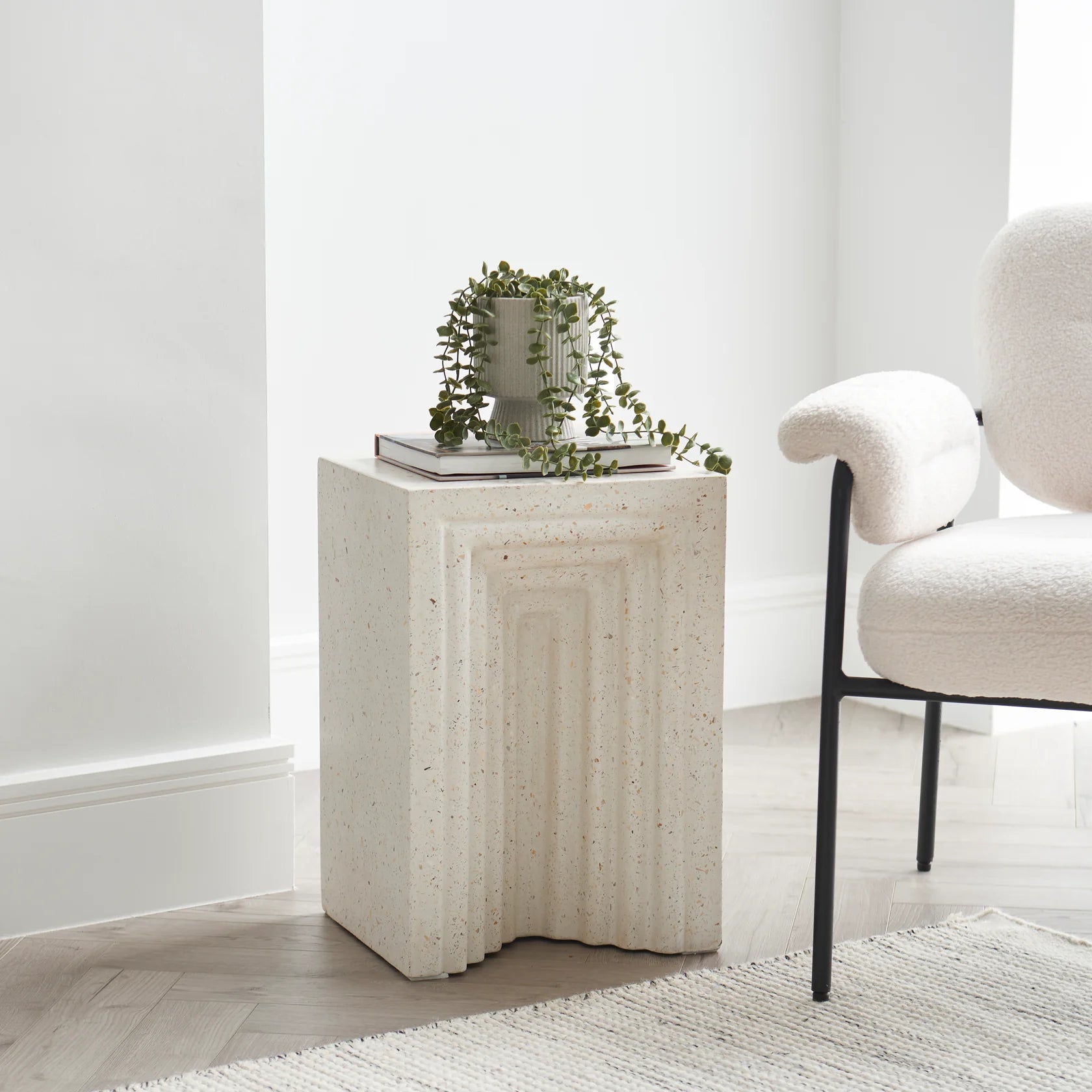 Karasi Pearl Terrazzo Concrete Side Table - Laura James