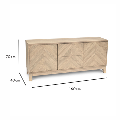 Ella Pale Oak Large Parquet Sideboard - Laura James