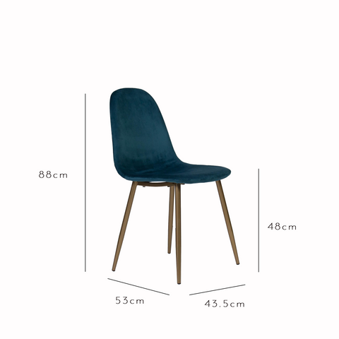 Ellis dining chairs - set of 2 - teal and gold