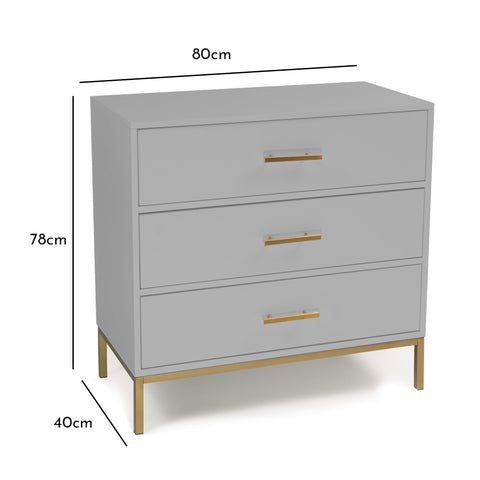 Marie Grey Chest of 3 Drawers
