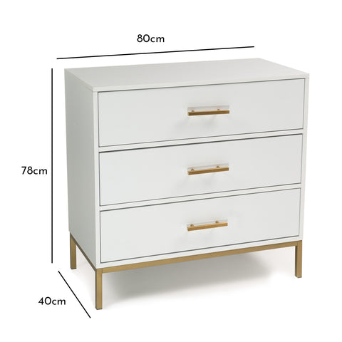 Marie Chest of 3 Drawers - White