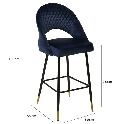 Marilyn Bar stool - blue velvet