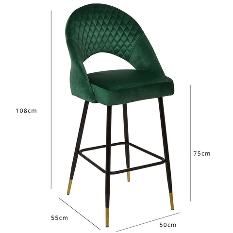 Marilyn bar stool - set of 2 - green velvet