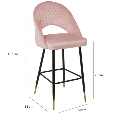Marilyn bar stool - set of 2 - pink velvet