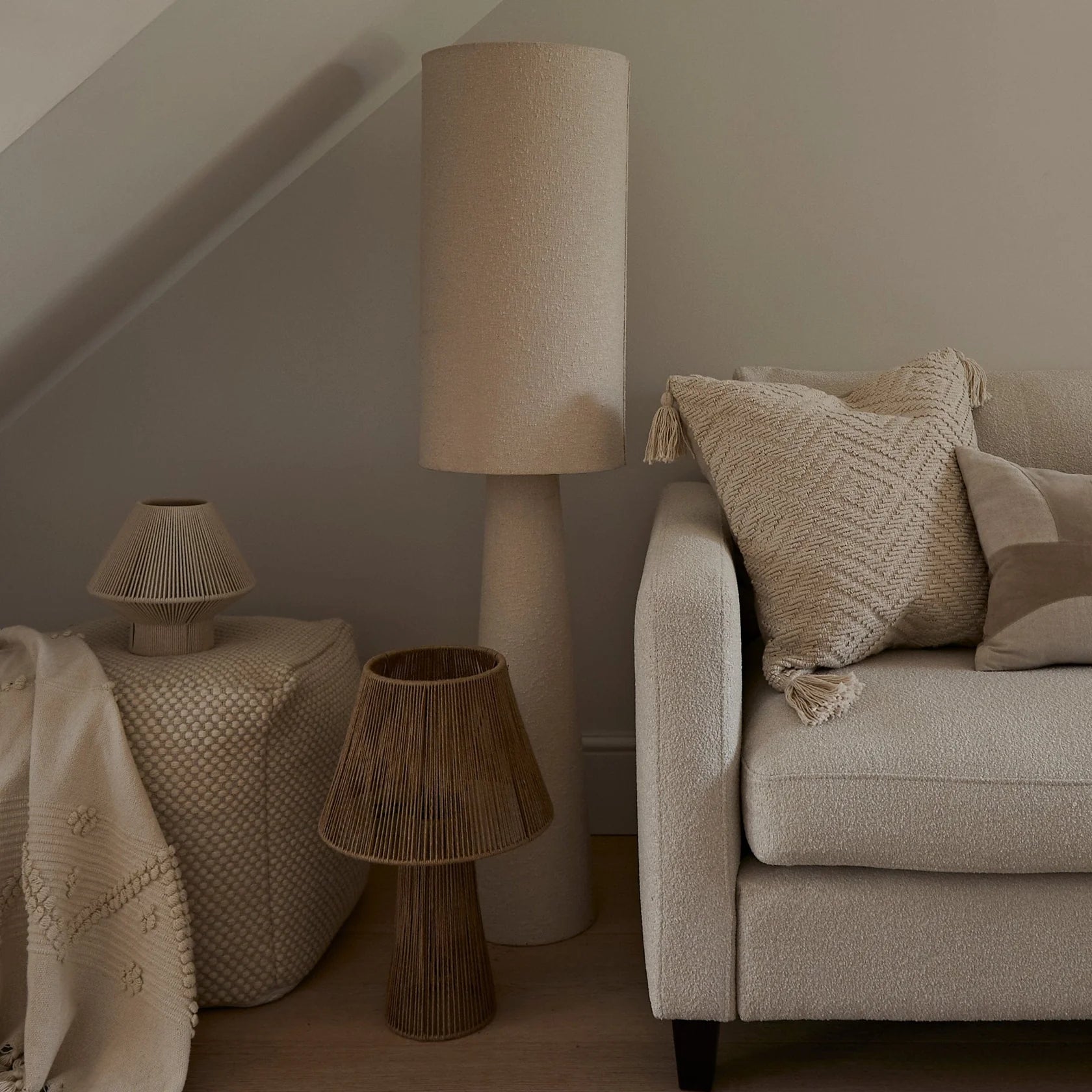 Chattendon 130cm Floor Lamp - Ivory Boucle - Laura James