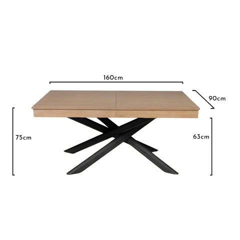 Amelia Whitewash Extendable Dining Table with Black Legs