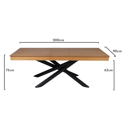 Amelia Oak Extendable Dining Table with Black Legs