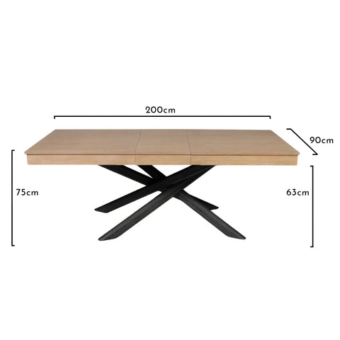 Amelia Whitewash Extendable Dining Table with Black Legs