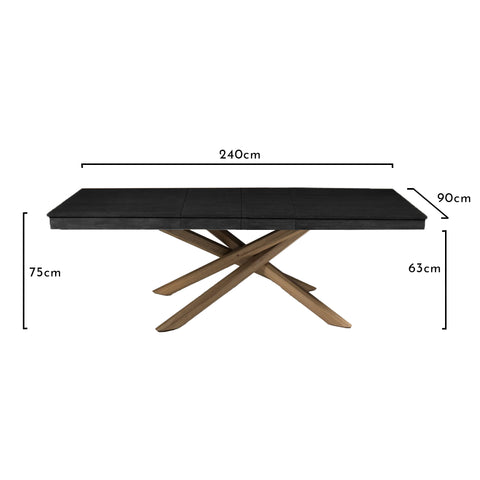 Amelia Black Extendable Dining Table with Oak Legs