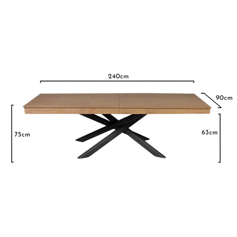 Amelia Oak Extendable Dining Table with Black Legs