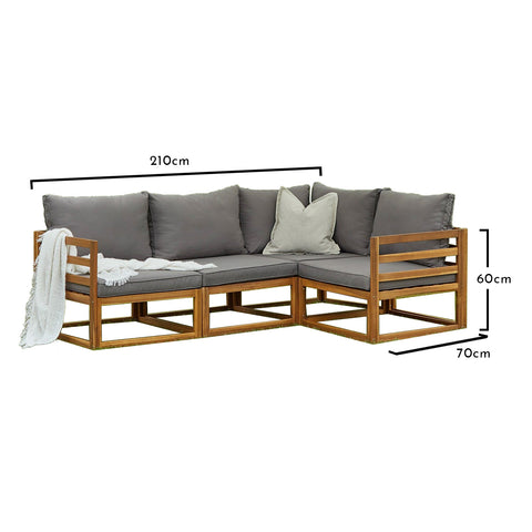 Rowan 4 Seater Wooden Corner sofa set - Laura James