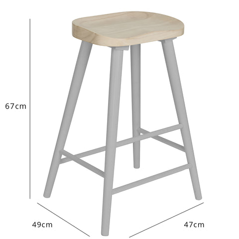 Silvester bar stool - grey frame with whitewash top