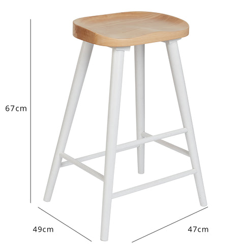 Silvester bar stool white frame natural top