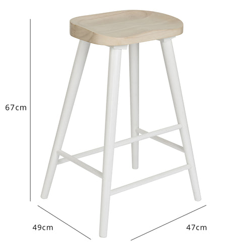 silvester bar stool - white frame with white wash top - Laura James