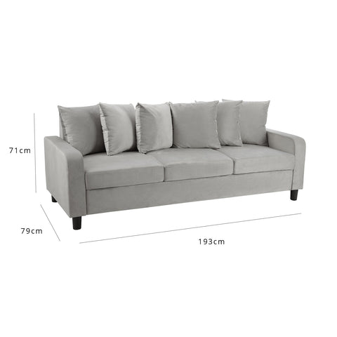 Tracy 3 seater sofa - grey velvet - Laura James