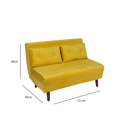 Una small double sofa bed - yellow - velvet
