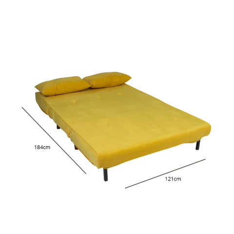 Una small double sofa bed - yellow - velvet