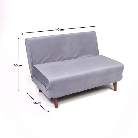 Una Grey Velvet Double Sofa Bed - Laura James