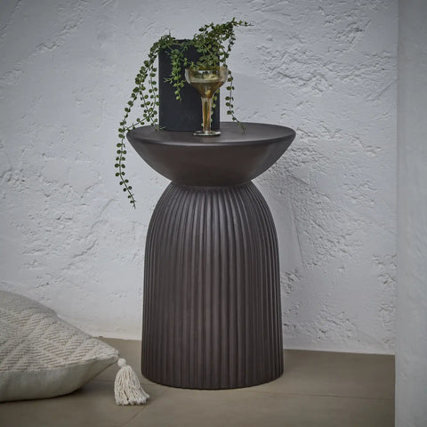 Zaliki Concrete Round Garden Side Table - Black - Default Title