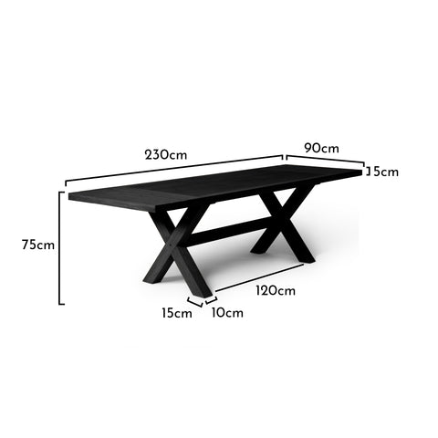 Charlotte Black Oak Extendable Farmhouse Dining Table - Laura James