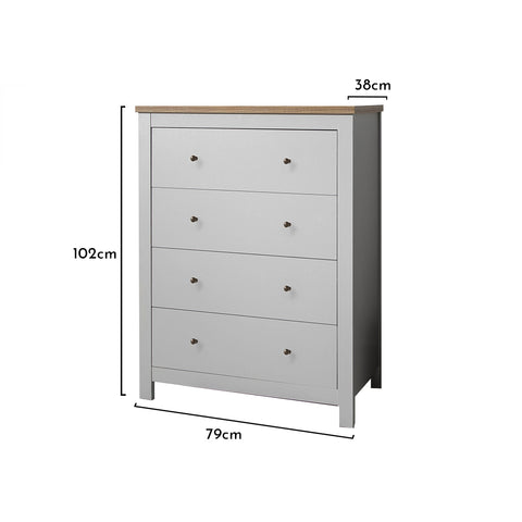 Bampton Chest of 4 Drawers Grey - Laura James