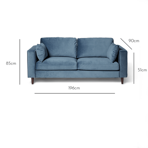 Emily Blue 3 Seater Sofa