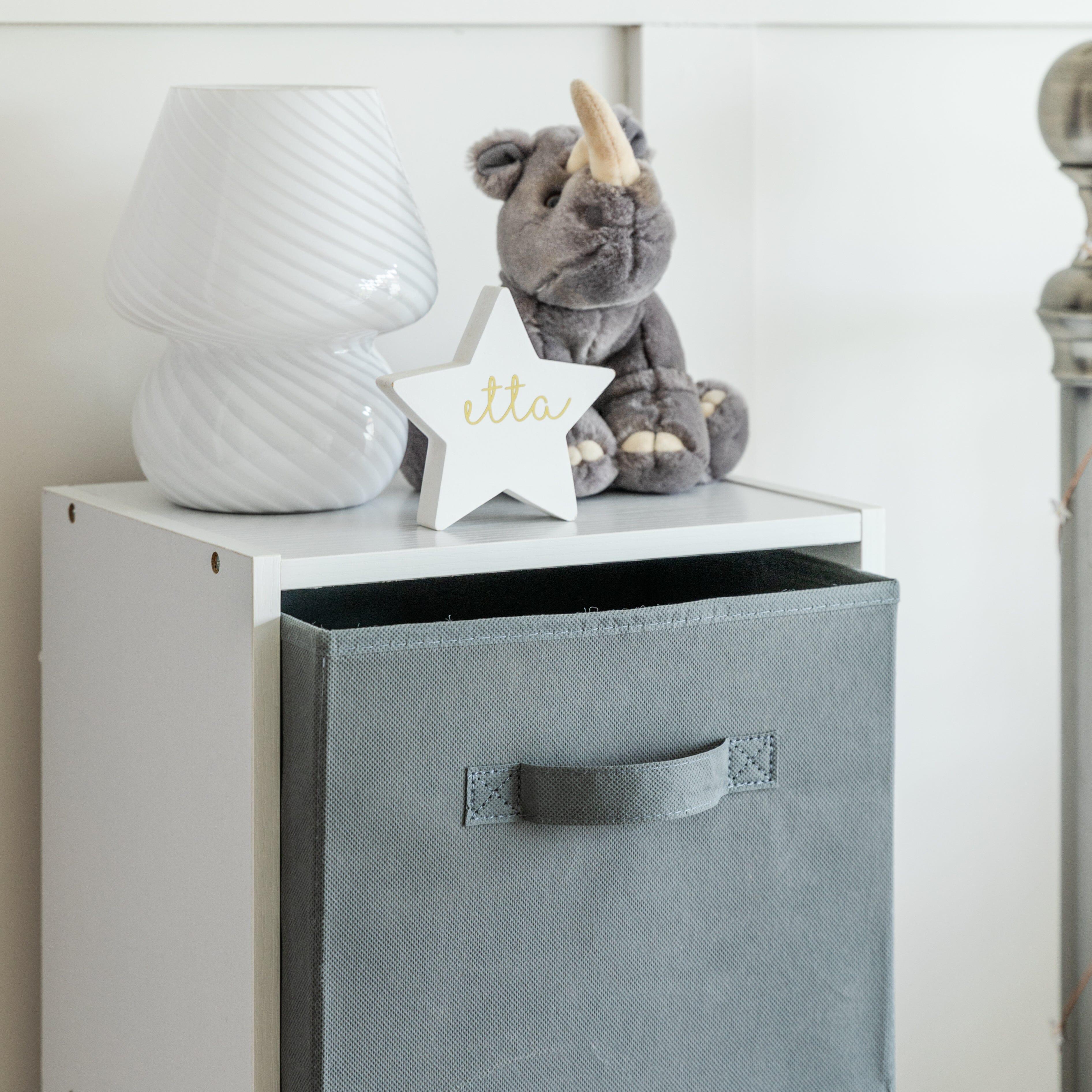 Cara Fabric Cube Storage Box - Large - Grey