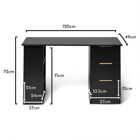Essie Black Desk with Shelves & Drawers - Laura James