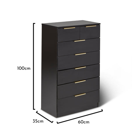 Essie Tall Black Chest of 7 Drawers by Laura James