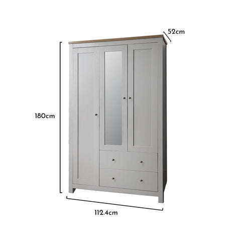 Bampton Grey 3 Door Wardrobe - Laura James