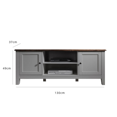 Grey Wooden TV Unit with storage - Chatsworth Cabinet - Laura James