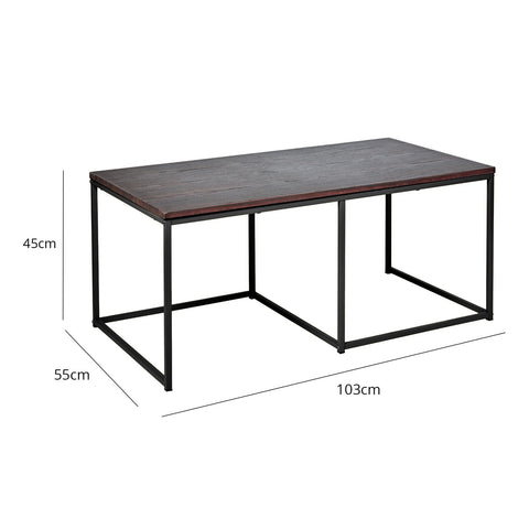 Jay Coffee Table Walnut Top With Black Legs - Laura James