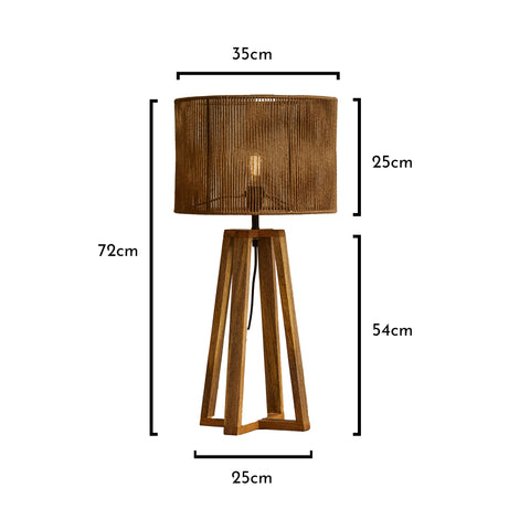 Konduru Large Cross Base Jute Table Lamp - Laura James