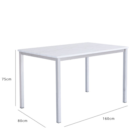 Milo Marble Top Dining Table with White Legs