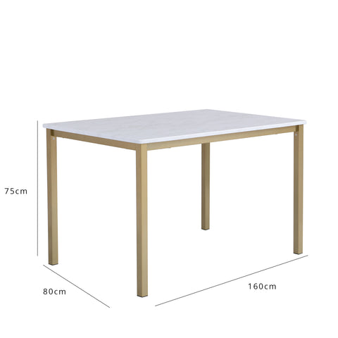 Milo dining table - 6 seater - marble and gold